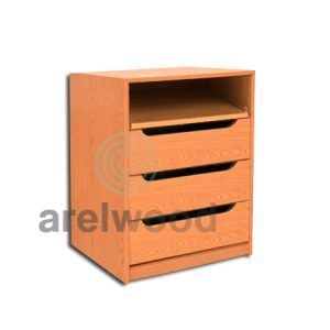 Estantería-Cajonera a Medida Montada, Frente Góndola (1 Estante)+(3 Cajones 16 cm)