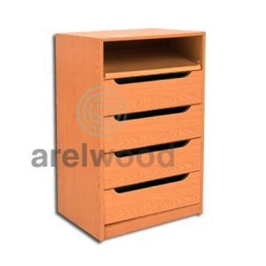 Estantería-Cajonera a Medida Montada, Frente Góndola (1 Estante)+(4 Cajones 16 cm)