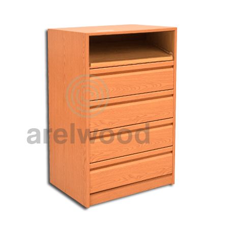 Estantería-Cajonera a Medida Montada, Frente Postformado (1 Estante)+(4 Cajones 16 cm)