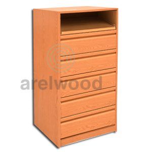 Estantería-Cajonera a Medida Montada, Frente Postformado (1 Estante)+(5 Cajones 16 cm)