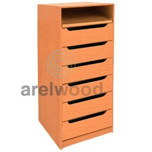Estantería-Cajonera a Medida Montada, Frente Góndola (1 Estante)+(6 Cajones 16 cm)