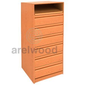 Estantería-Cajonera a Medida Montada, Frente Postformado (1 Estante)+(6 Cajones 16 cm)