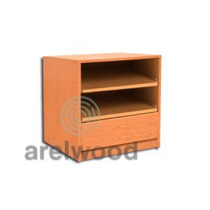 Estantería-Cajonera a Medida Montada, Frente Cerrado (2 Estantes)+(1 Cajón 16 cm)