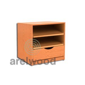 Estantería-Cajonera a Medida Montada, Frente Medía Luna (2 Estantes)+(1 Cajón 16 cm)