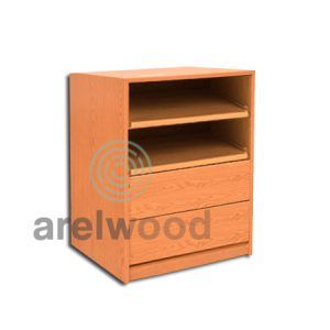 Estantería-Cajonera a Medida Montada, Frente Cerrado (2 Estantes)+(2 Cajones 16 cm)