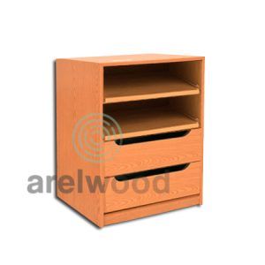 Estantería-Cajonera a Medida Montada, Frente Góndola (2 Estantes)+(2 Cajones 16 cm)