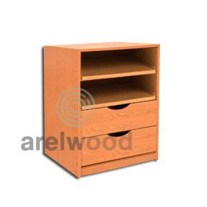 Estantería-Cajonera a Medida Montada, Frente Medía Luna (2 Estantes)+(2 Cajones 16 cm)
