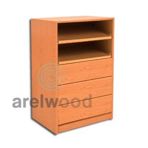 Estantería-Cajonera a Medida Montada, Frente Cerrado (2 Estantes)+(3 Cajones 16 cm)