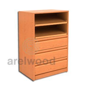Estantería-Cajonera a Medida Montada, Frente Postformado (2 Estantes)+(3 Cajones 16 cm)