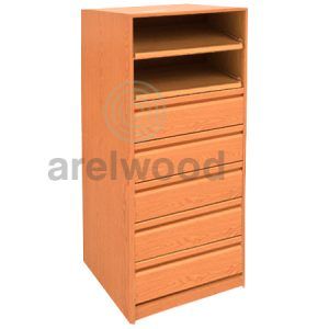 Estantería-Cajonera a Medida Montada, Frente Postformado (2 Estantes)+(5 Cajones 16 cm)