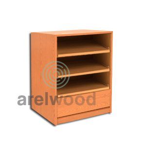 Estantería-Cajonera a Medida Montada, Frente Cerrado (3 Estantes)+(1 Cajón 16 cm)