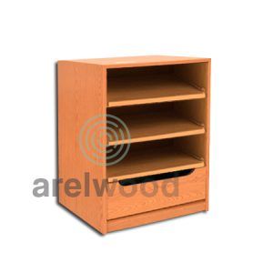 Estantería-Cajonera a Medida Montada, Frente Góndola (3 Estantes)+(1 Cajón 16 cm)