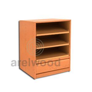 Estantería-Cajonera a Medida Montada, Frente Postformado (3 Estantes)+(1 Cajón 16 cm)