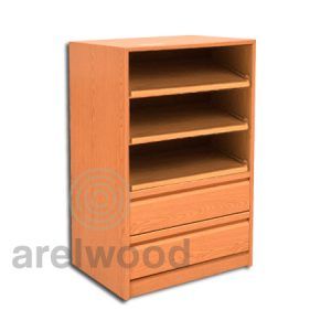Estantería-Cajonera a Medida Montada, Frente Postformado (3 Estantes)+(2 Cajones 16 cm)