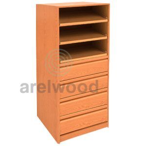 Estantería-Cajonera a Medida Montada, Frente Postformado (3 Estantes)+(4 Cajones 16 cm)