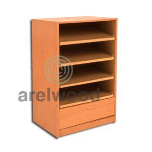 Estantería-Cajonera a Medida Montada, Frente Cerrado (4 Estantes)+(1 Cajón 16 cm)