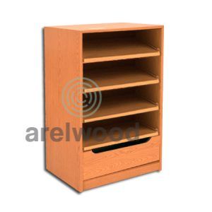 Estantería-Cajonera a Medida Montada, Frente Góndola (4 Estantes)+(1 Cajón 16 cm)