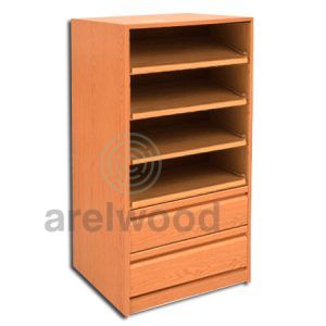 Estantería-Cajonera a Medida Montada, Frente Postformado (4 Estantes)+(2 Cajones 16 cm)