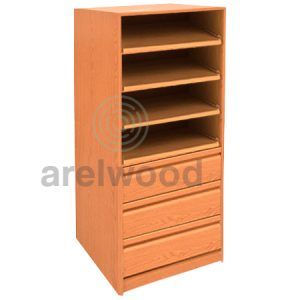 Estantería-Cajonera a Medida Montada, Frente Postformado (4 Estantes)+(3 Cajones 16 cm)