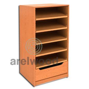 Estantería-Cajonera a Medida Montada, Frente Góndola (5 Estantes)+(1 Cajón 16 cm)