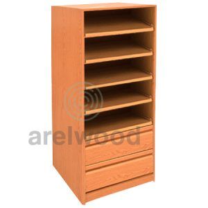 Estantería-Cajonera a Medida Montada, Frente Postformado (5 Estantes)+(2 Cajones 16 cm)