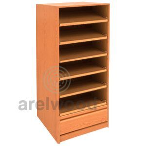 Estantería-Cajonera a Medida Montada, Frente Postformado (6 Estantes)+(1 Cajón 16 cm)