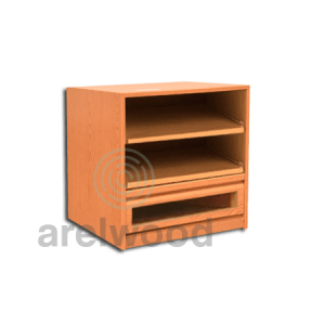 Estantería-Cajonera a Medida Montada, Frente Transparente (2 Estantes)+(1 Cajón 16 cm)