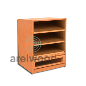 Estantería-Cajonera a Medida Montada, Frente Transparente (3 Estantes)+(1 Cajón 16)