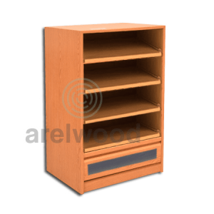 Estantería-Cajonera a Medida Montada, Frente Opaco (4 Estantes)+(1 Cajón 16 cm)