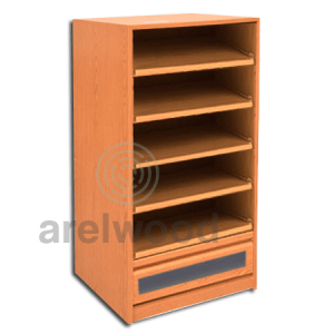 Estantería-Cajonera a Medida Montada, Frente Opaco (5 Estantes)+(1 Cajón 16 cm)