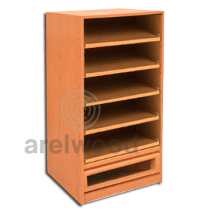 Estantería-Cajonera a Medida Montada, Frente Transparente (5 Estantes)+(1 Cajón 16 cm)