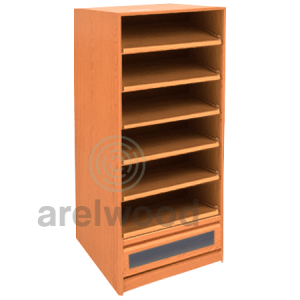 Estantería-Cajonera a Medida Montada, Frente Opaco (6 Estantes)+(1 Cajón 16 cm)