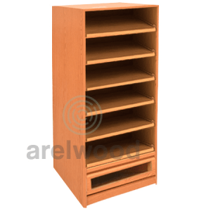Estantería-Cajonera a Medida Montada, Frente Transparente (6 Estantes)+(1 Cajón 16 cm)