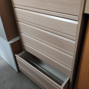 Cajonera-Zapatero Oferta 80 cm ancho x 35 cm fondo (1-Cajón 16 cm + 3 Zapateros barras); Alto 121.3 cm. Color Roble Bretón